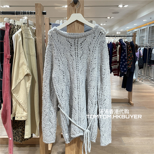 香港正品代购 Atelier Edition 25秋冬 长款系带镂空圆领长袖毛衣