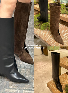 香港正品代购 PEDDER RED 25秋冬 复古尖头细跟高筒裤管靴