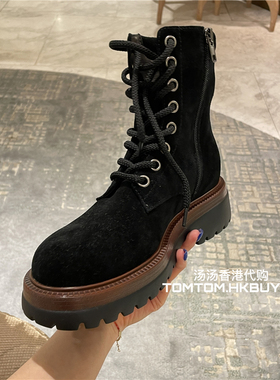 香港正品代购 Pedder red 25秋冬 撞色边系带平底马丁短靴