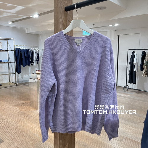 香港正品代购 Sienne 25秋冬 纯色V领休闲针织毛衣