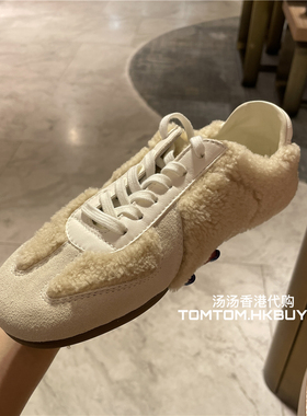 香港正品代购 Pedder red 25秋冬 毛绒拼接绒面革系带圆头休闲鞋