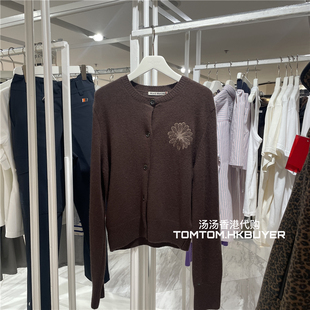 年终折扣 香港正品代购 MARDI MERCREDI 25秋冬 花朵刺绣针织开衫