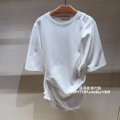 香港正品代购 ROHE 25秋冬 纯色简约收腰短袖T恤