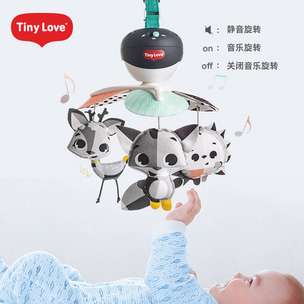 TinyLove新生婴儿黑白安抚音乐床铃可旋转挂件音乐益智床头玩具