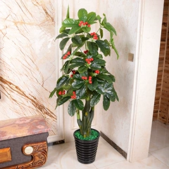 cây hoa giả để phòng khách Hoa giả hồng hạc anthurium hoa nhân tạo sàn bộ nhựa trang trí chậu cây trồng trong phòng khách lớn văn phòng chậu lan hồ điệp giả bình hoa mộc lan giả