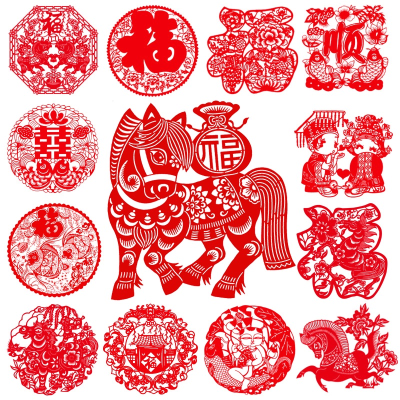 中国特色蔚县剪纸窗花成品玻璃贴宣纸特色装饰画【花鸟孔雀系列】图片