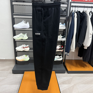 鸿星尔克男裤运动裤2025冬季新款加绒加厚针织九分裤11225401177