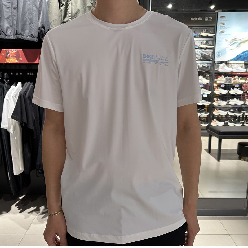 鸿星尔克2023夏季新款男速干跑步短袖圆领透气网球t恤11223201023