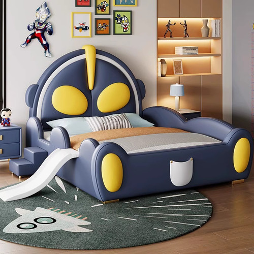 儿童床奥特曼男孩现代简约1.5m卡通青少年实木双人床带护栏男孩床