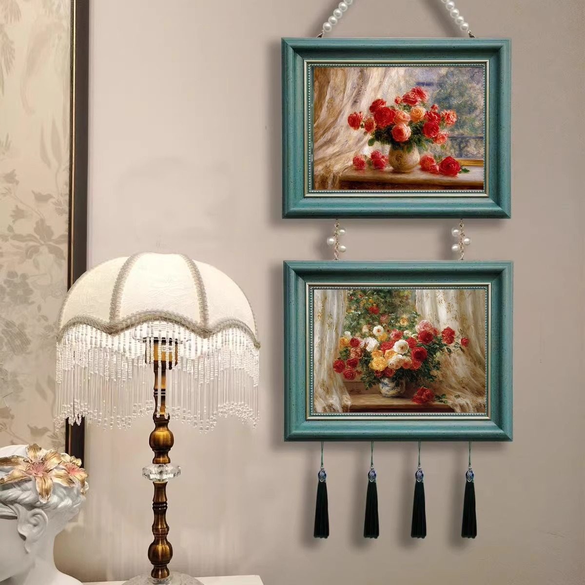 欧式玫瑰花卉画客厅沙发背景装饰画卧室床头框画油画小众艺术壁画,家居饰品,版画,淘宝优惠券,粉丝福利购,淘宝优惠卷