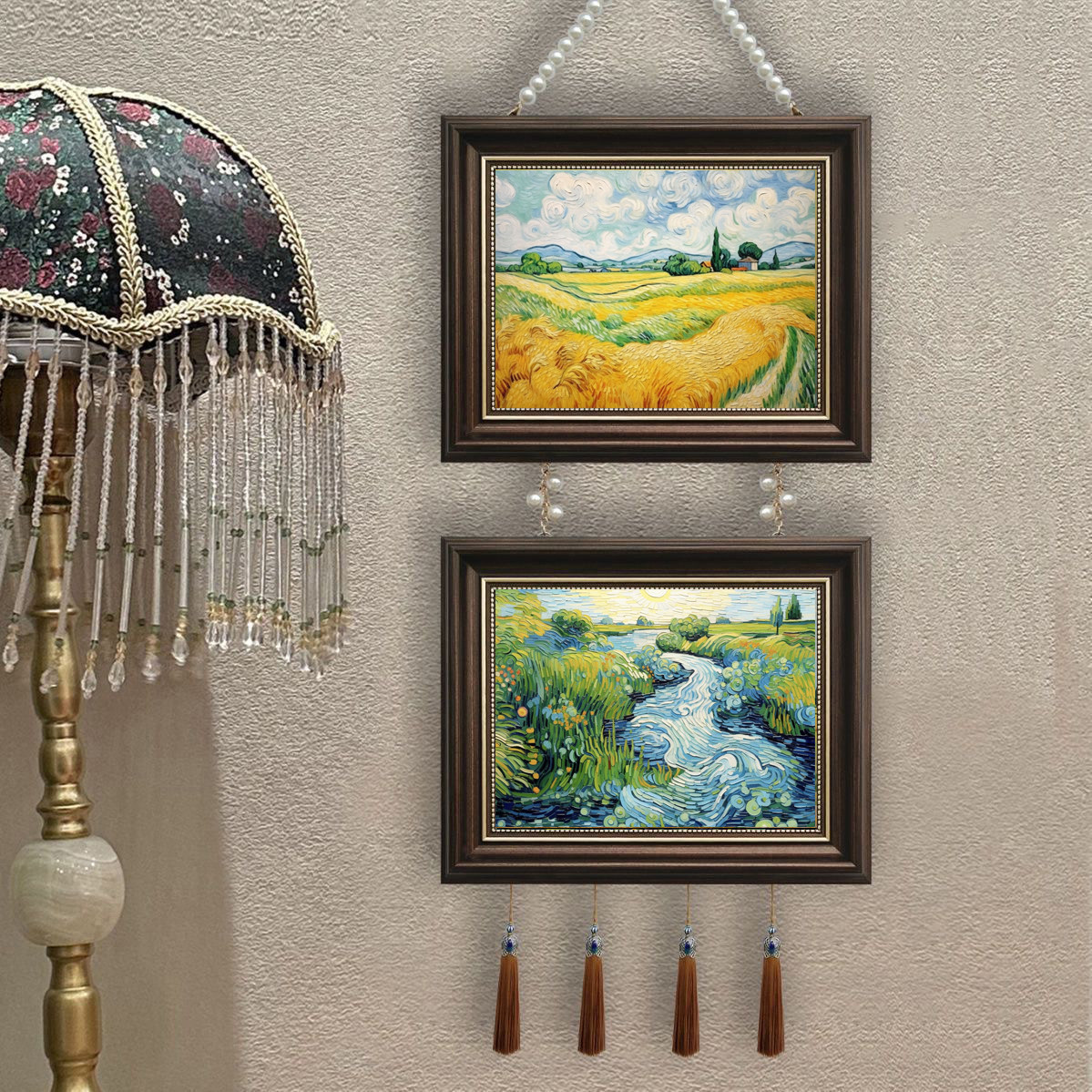 梵高麦田山水河流风景挂画客厅沙发餐厅电视背景墙壁画小众艺术,家居饰品,现代装饰画,淘宝优惠券,粉丝福利购,淘宝优惠卷