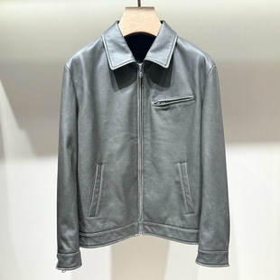 新款BOSSsunwen专柜正品秋冬季男装休闲真皮皮衣外套153217026658