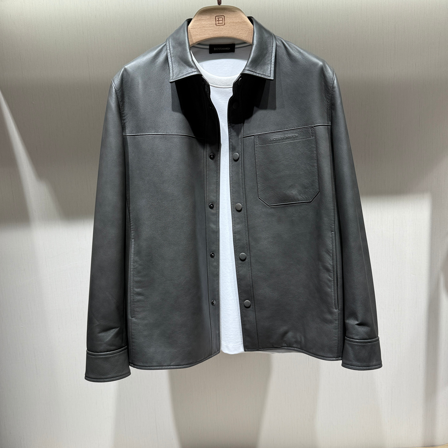 2025新款BOSSsunwen专柜正品秋冬季男装真皮皮衣外套153217123358