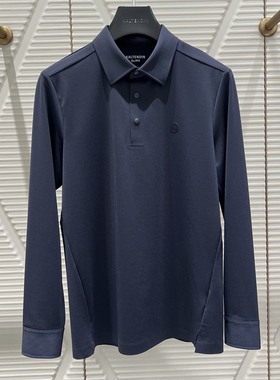 24新款卡尔丹顿正品男装商务桑蚕丝休闲长袖T恤衫KEBW10517FAN6