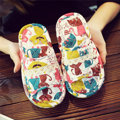 小孩四季布拖鞋静音软底可机洗