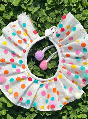 自制宠物口水巾可爱猫咪生日装扮波点装饰围脖狗狗围兜款拍照道具