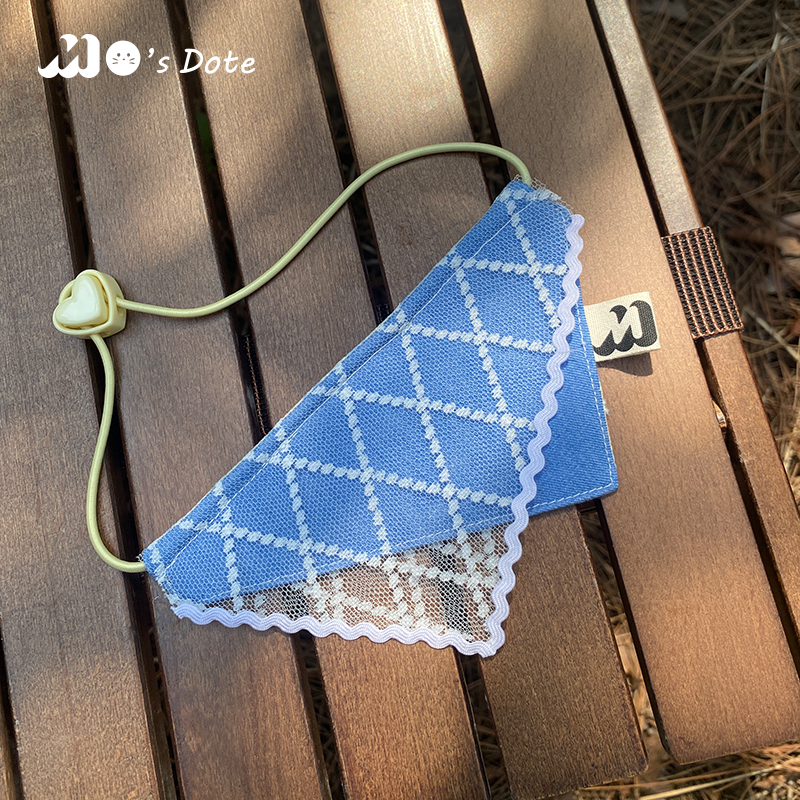 原创自制宠物口水巾牛仔蕾丝装饰