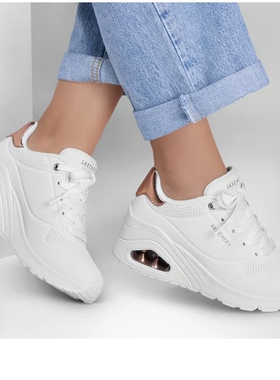 代购美国进口斯凯奇女鞋秋系带防滑防水气垫增高耐磨运动鞋177520