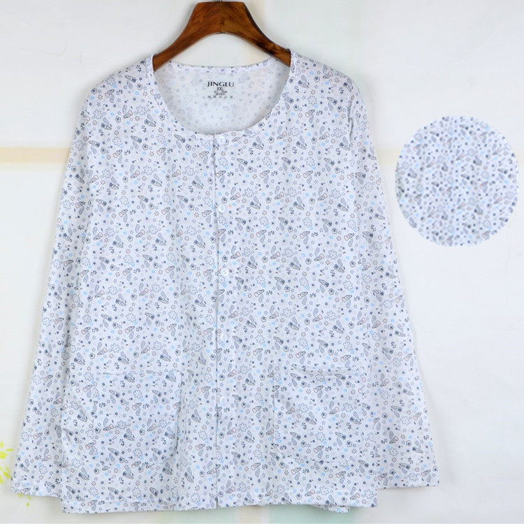 여성을 위한 봄 여름 가디건과 가을 옷 중장년층을 위한 긴팔 언더셔츠 순면 홈 얇은 가디건 상의 더블 브레스티드 에어컨 셔츠