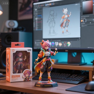 豆包即梦AI礼物盲盒手办定制nano banana图全彩3D打印订卡通模型