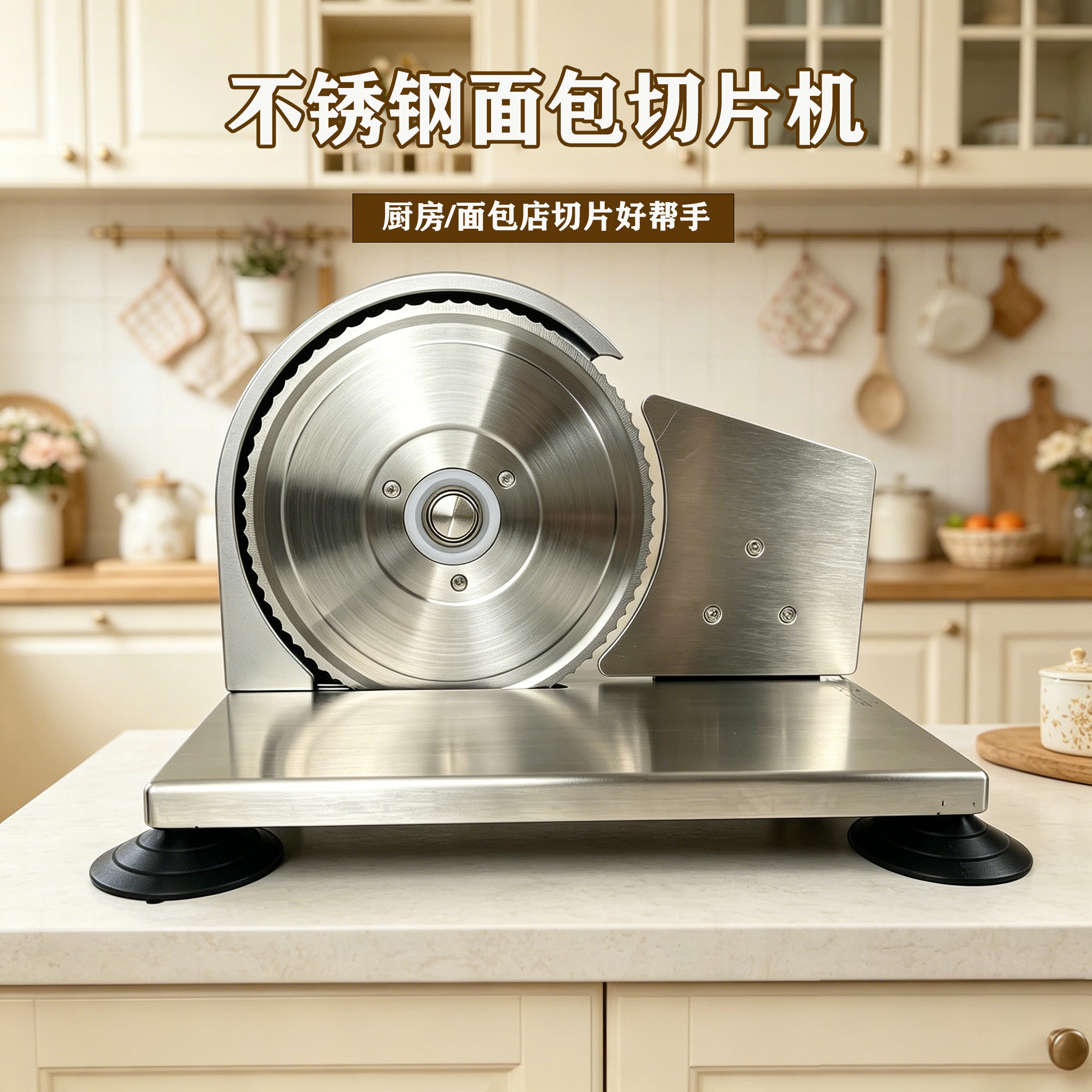 家用面包切片机 不锈钢手摇款 可调厚度吐司切片器 烘焙店专用图片