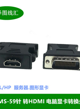 DMS59针转VGA/HDMI/DVI图形显卡NVS280/400/285/V2200/2400转接头