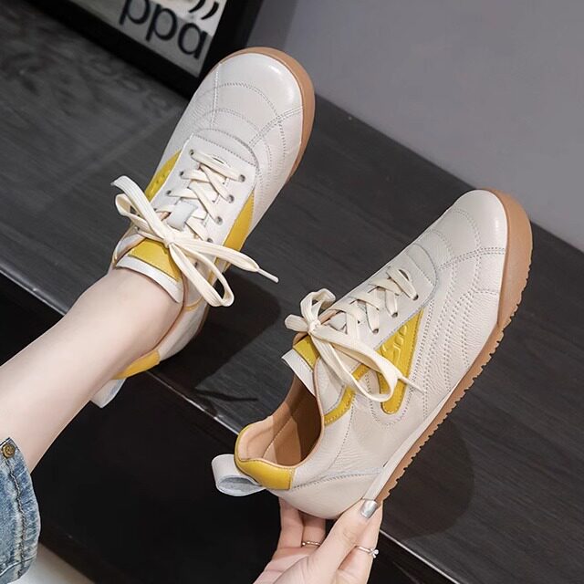 原创西班牙MD原单女鞋小白鞋真皮经典小众休闲百搭复古系带通勤