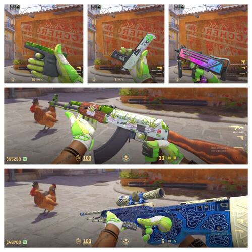 CSGO租号cs2完美世界5e绿色永恒之枪树篱渐变蝴蝶P2爪子火蛇印花