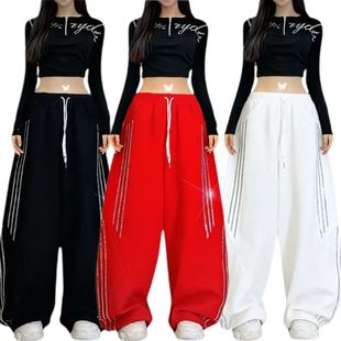 爆款军绿色宽松灯芯绒休闲裤女士2025秋冬季复古高腰百搭阔腿裤子