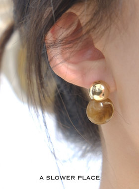 精致复古不规则纹路晕染耳环 ins韩版小众树脂材质 925银针防过敏