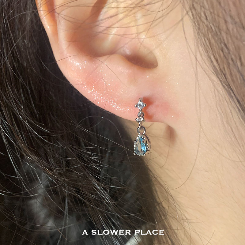 925银针法式复古高亮锆石耳环