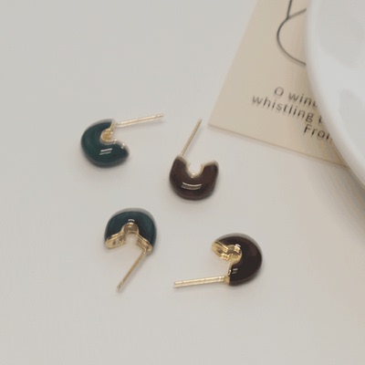 滴釉彩色半圈耳环简约百搭