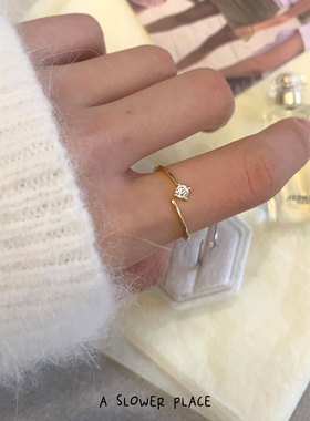 流星｜渐变线条镶钻戒指 日系轻奢精致感 通体925银开口可调节