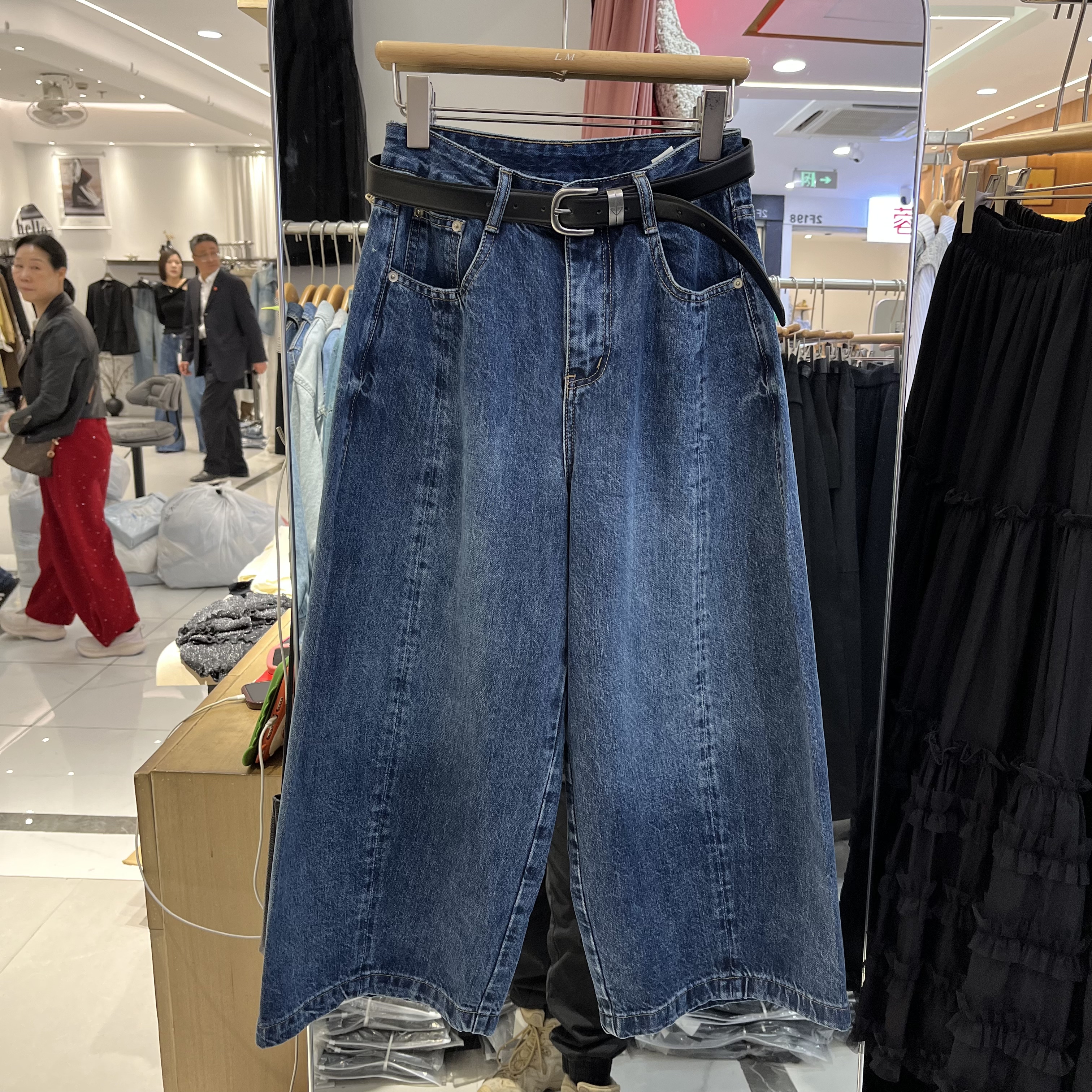 欧洲站2026春季新款女士高腰阔腿牛仔裤欧货时尚显瘦九分裤休闲裤