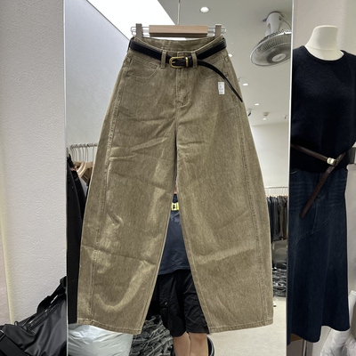 实体店同款2026秋季新款女士高腰搭配腰带弯刀阔腿牛仔裤欧货长裤