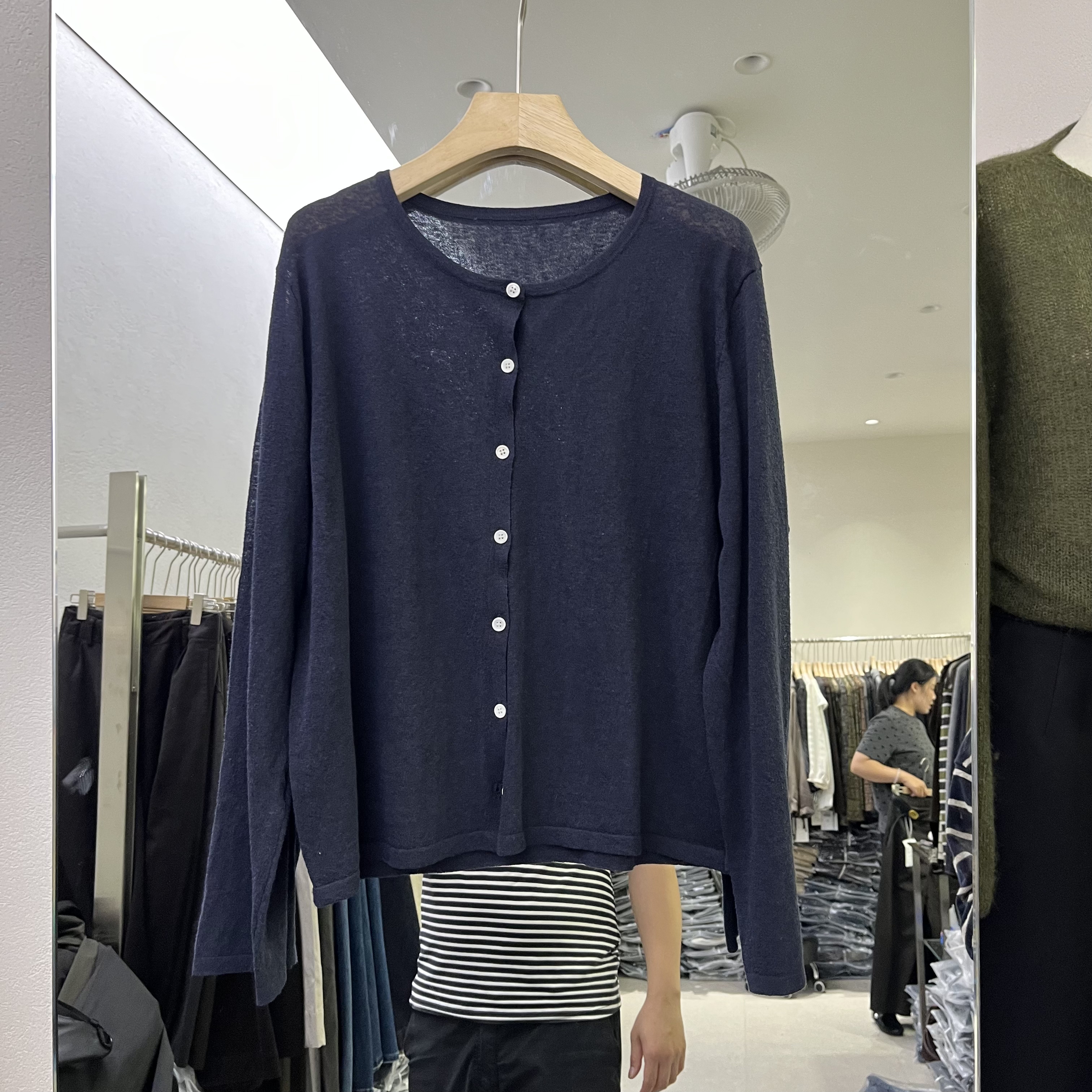 实体店同款2026早秋新款女士圆领纯色亚麻长袖防晒欧货时尚针织衫