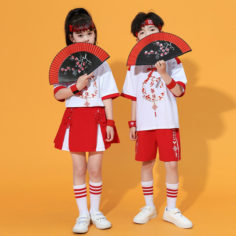 儿童国潮风演出服少年强中国风小学生运动会啦啦队六一舞蹈表演服