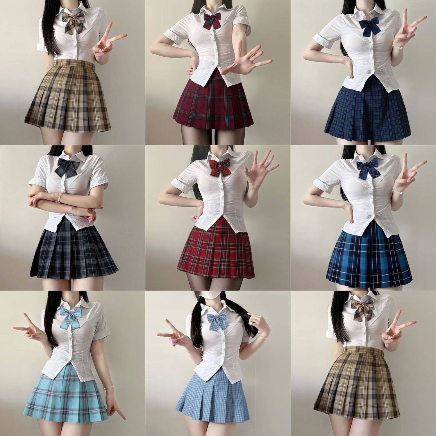 收腰日系纯欲风甜辣jk原创制服衬衫套装百褶裙学院风女学生一套装