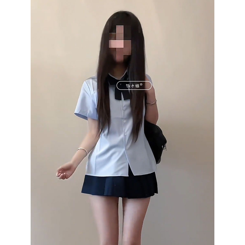 原创日系jk制服衬衫樱花短袖学院风宽松衬衣新款上衣套装JK短裙女