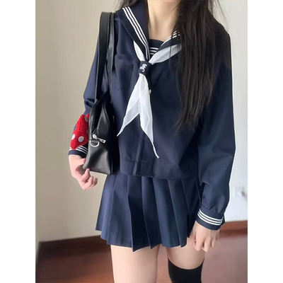 新款套装原创JK制服基础款水手服绀色黑色日系校服学院百搭JK短裙