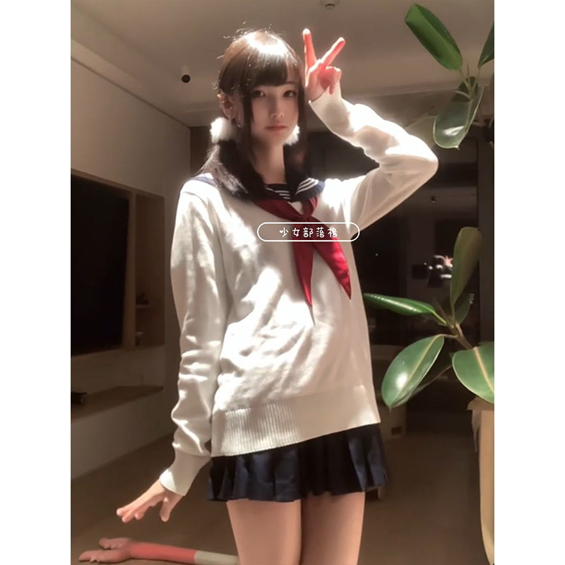 学院风秋冬JK制服穿搭白色套头针织衫水手服叠穿绀JK短裙一整套装,女装/女士精品,时尚套装,淘宝优惠券,粉丝福利购,淘宝优惠卷