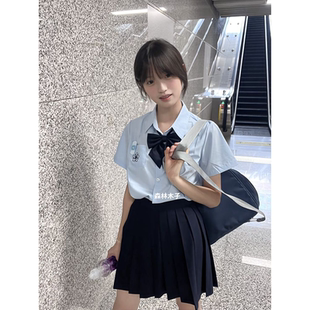 刺绣樱花学院衬衣上衣夏季 套装 新款 原创日系jk制服短袖 百褶裙 衬衫