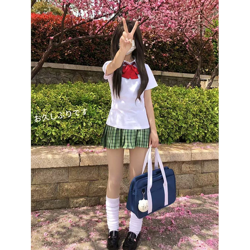JK制服Polo领衬衫白色简约穿搭夏季新款学院风校供感短袖宽松上衣
