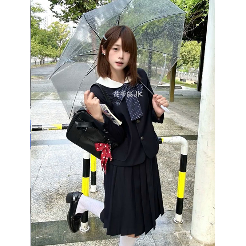 学院JK制服西装外套套装刺绣小圆设计校供秋冬西服学生长裙