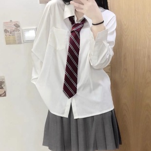 日系学院风设计感小众白色内搭外穿领带衬衣 JK制服衬衫 女春秋新款
