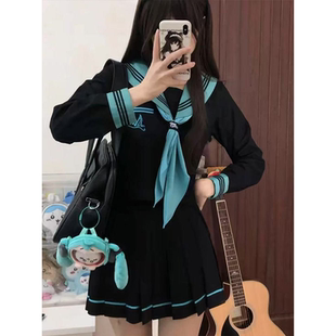 百搭青本绘套装 夏季 衬衫 校供感水手服百搭长袖 Jk短裙原创制服 短袖