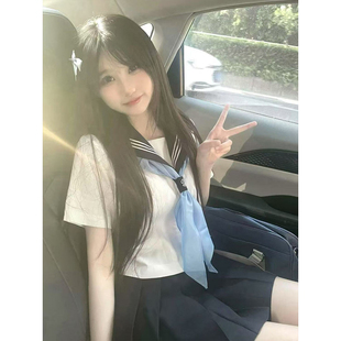 百搭JK裙原创JK制服 2025夏季 款 中间服校供感穿搭黑三本长短袖 衬衫