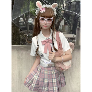 百搭百褶裙原创JK制服一整套装 夏季 衬衫 款 学院风穿搭白色樱花短袖