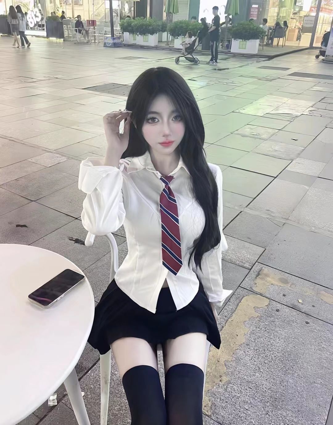 jk制服纯欲风辣妹收腰长袖衬衫女日系学院风长袖学生白色衬衣百搭