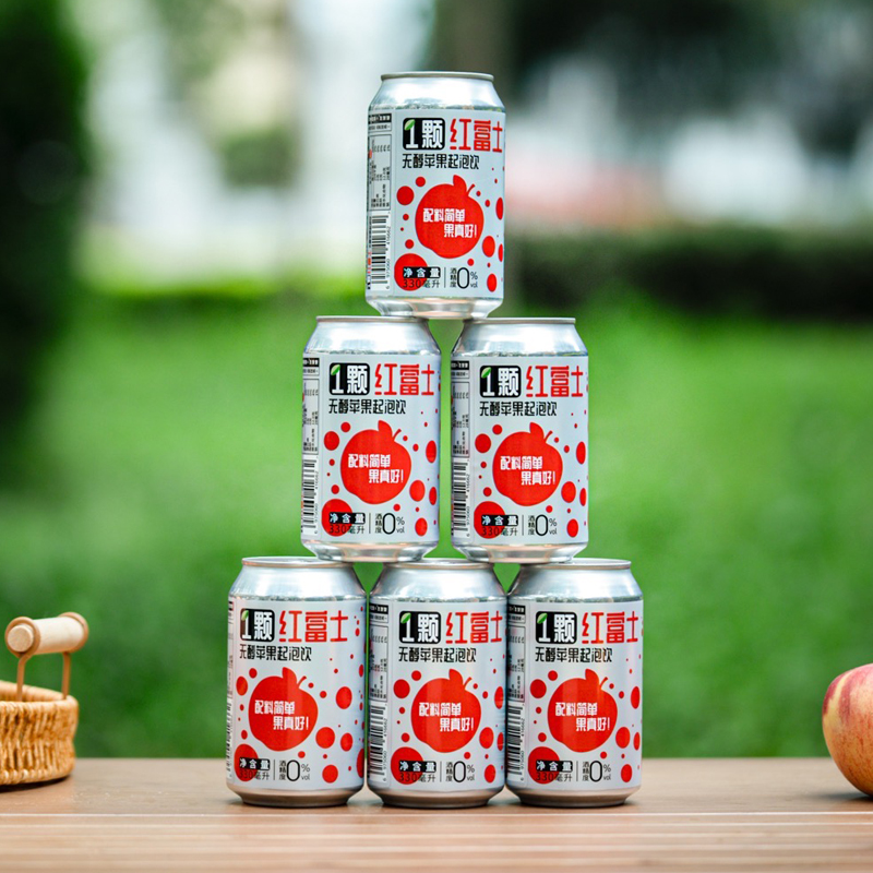 NFC鲜榨起泡苹果汁 一颗红富士无醇甜起泡苹果汁零酒精果汁 6罐装